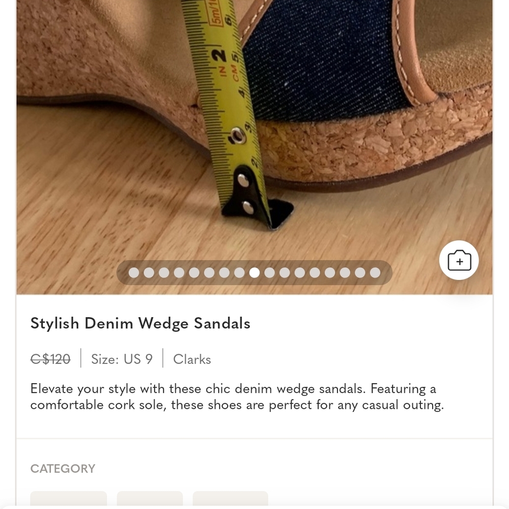 Clarks Cream and Blue Denim Wedge Shoes - Picture 10 of 15